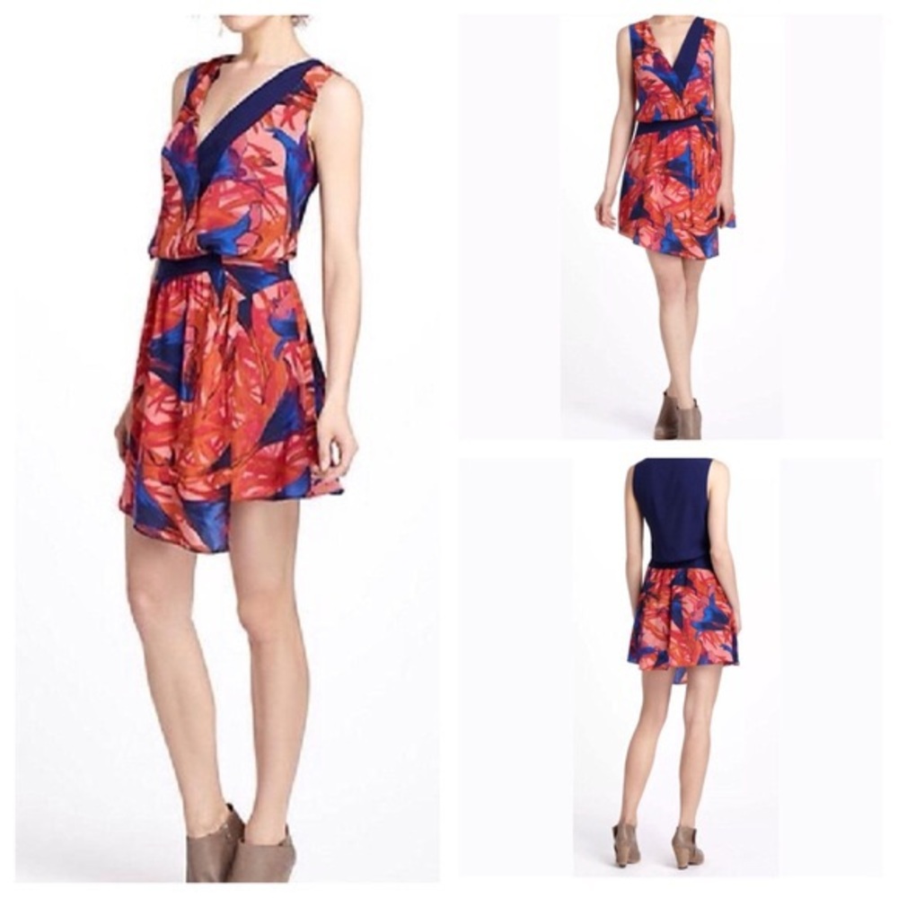 Leifsdottir Anthropologie Floral Navy Silk Dress 2